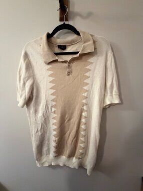 Truth Cream Zigzag Knit Polo Shirt | Men's M